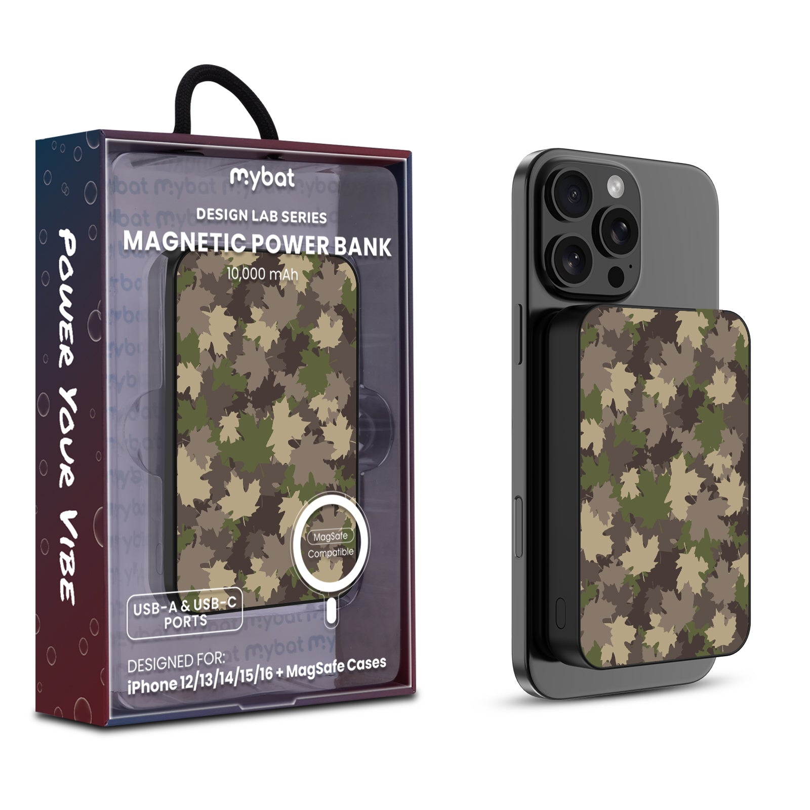 MyBat Design Lab 10000mAh Magnetic Wireless Power Bank - Black - Leaf Camo - MPBBAT141-BK-445-1.jpg