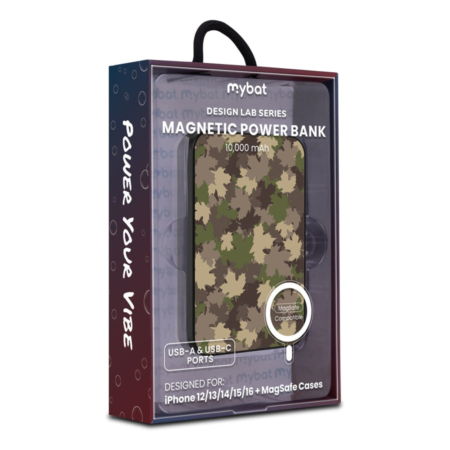 MyBat Design Lab 10000mAh Magnetic Wireless Power Bank - Black - Leaf Camo