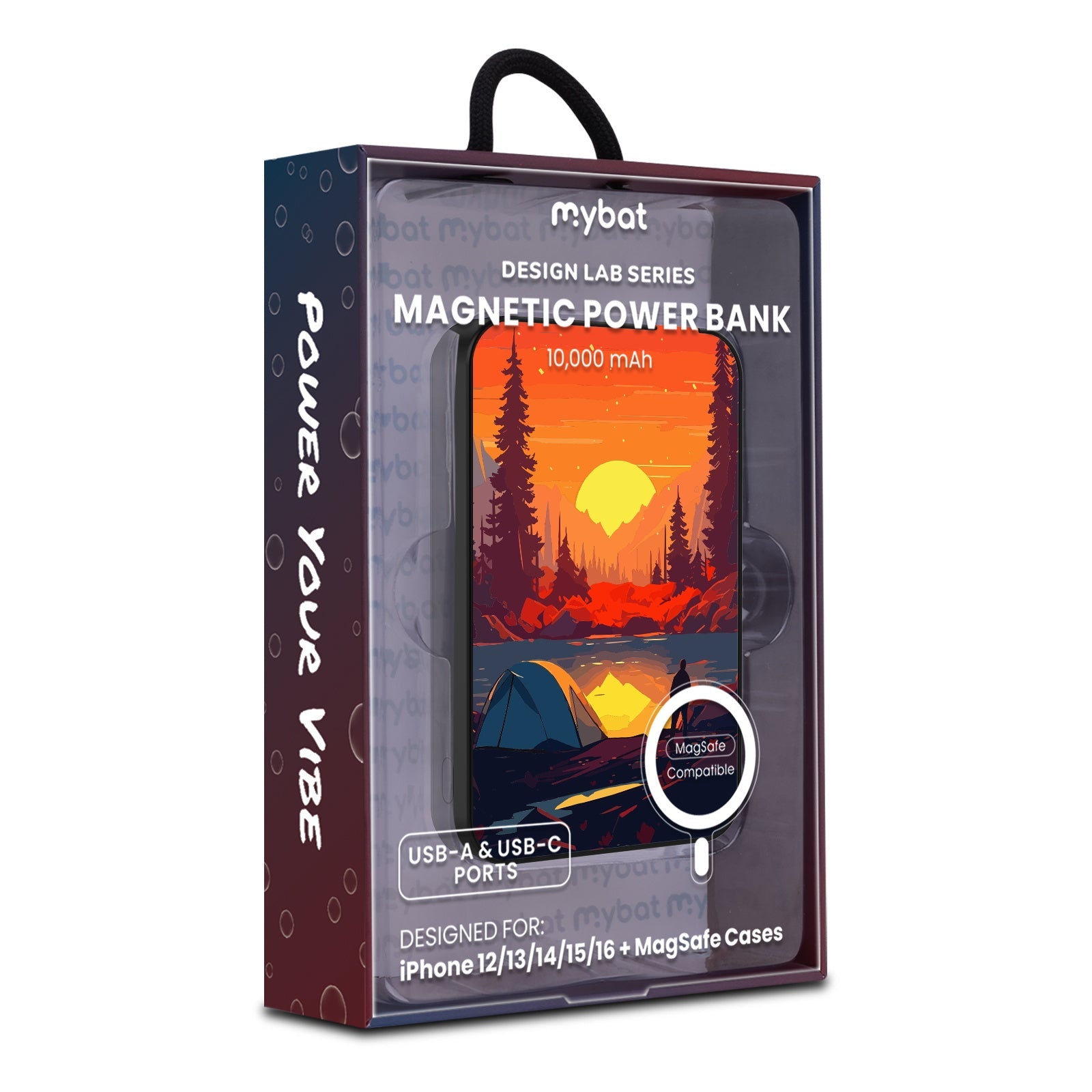MyBat Design Lab 10000mAh Magnetic Wireless Power Bank - Black - Sunset Camp