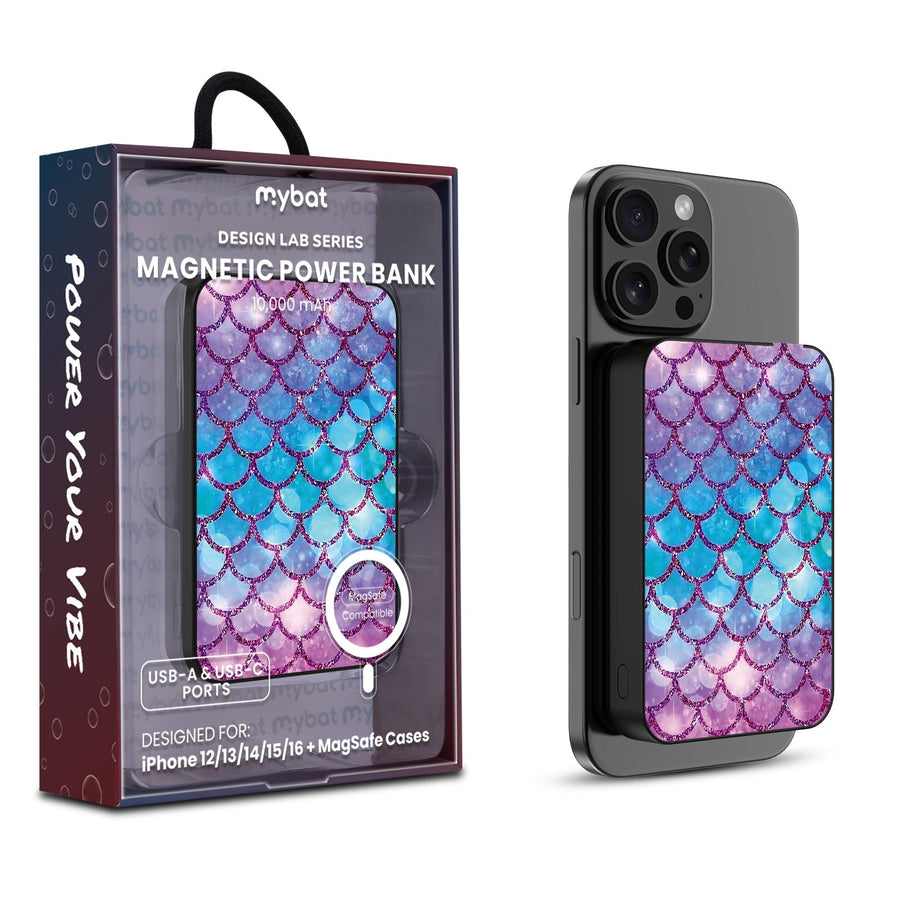 MyBat Design Lab 10000mAh Magnetic Wireless Power Bank - Black - Mermaid Scales