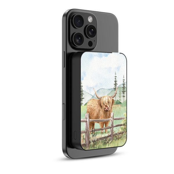 MyBat Design Lab 10000mAh Magnetic Wireless Power Bank - Black - Highland Cow - MPBBAT141-BK-470-2.jpg