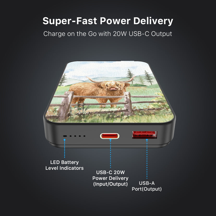 MyBat Design Lab 10000mAh Magnetic Wireless Power Bank - Black - Highland Cow - MPBBAT141-BK-470-7.jpg