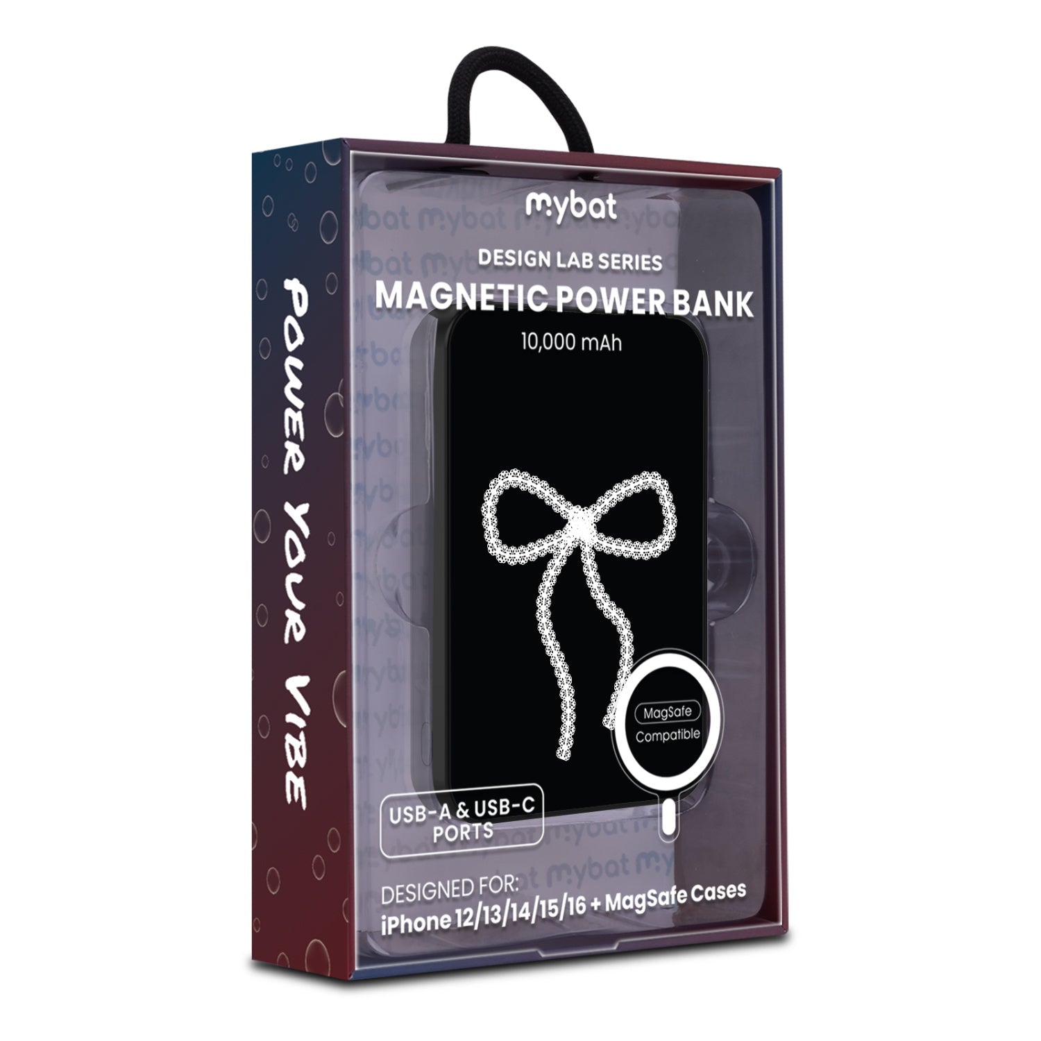 MyBat Design Lab 10000mAh Magnetic Wireless Power Bank - Black - Classic Coquette