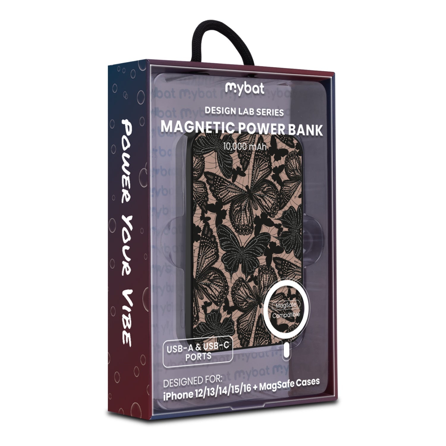 MyBat Design Lab 10000mAh Magnetic Wireless Power Bank - Black - Midnight Monarch