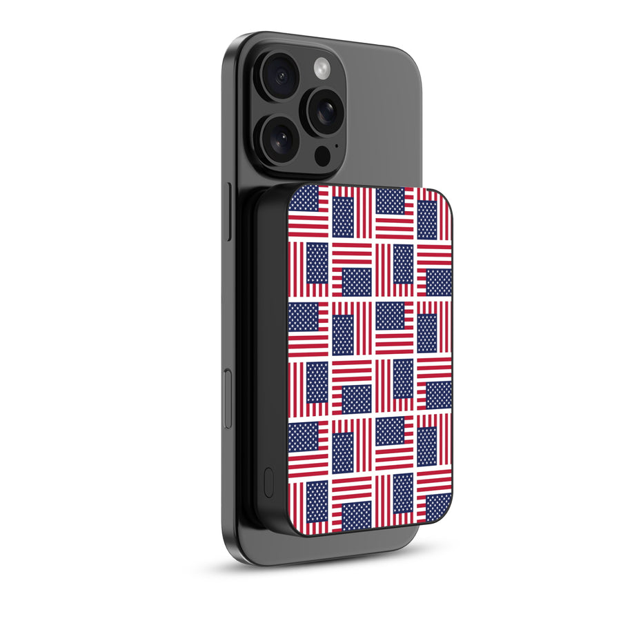 MyBat Design Lab 10000mAh Magnetic Wireless Power Bank - Black – Flag Patchwork - MPBBAT141-BK-519-1.JPG