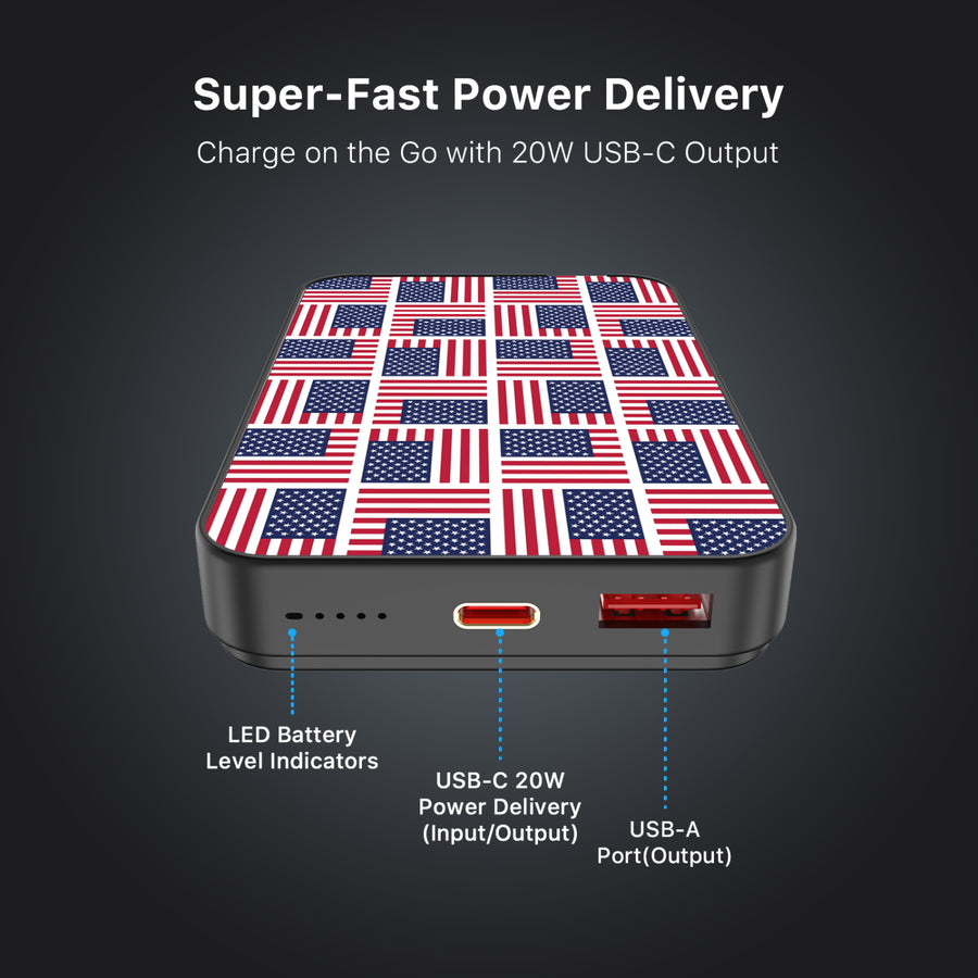MyBat Design Lab 10000mAh Magnetic Wireless Power Bank - Black – Flag Patchwork - MPBBAT141-BK-519-6.JPG
