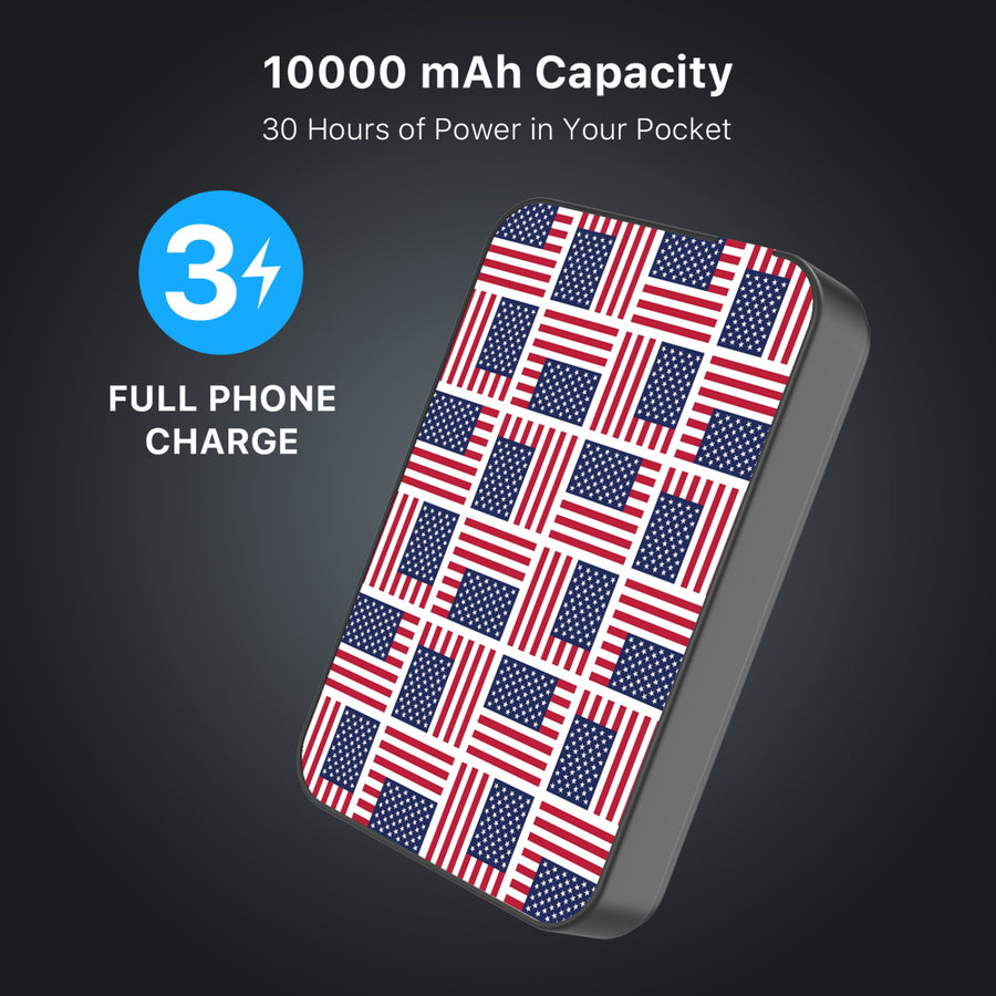 MyBat Design Lab 10000mAh Magnetic Wireless Power Bank - Black – Flag Patchwork - MPBBAT141-BK-519-7.JPG