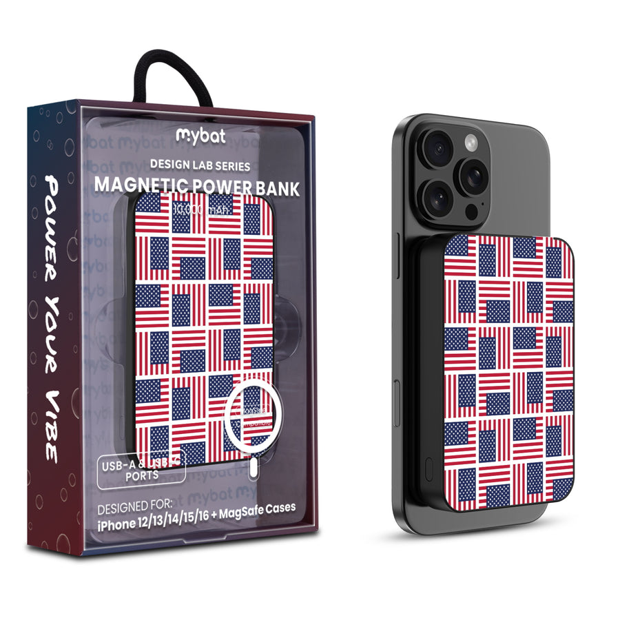 MyBat Design Lab 10000mAh Magnetic Wireless Power Bank - Black – Flag Patchwork - MPBBAT141-BK-519.JPG