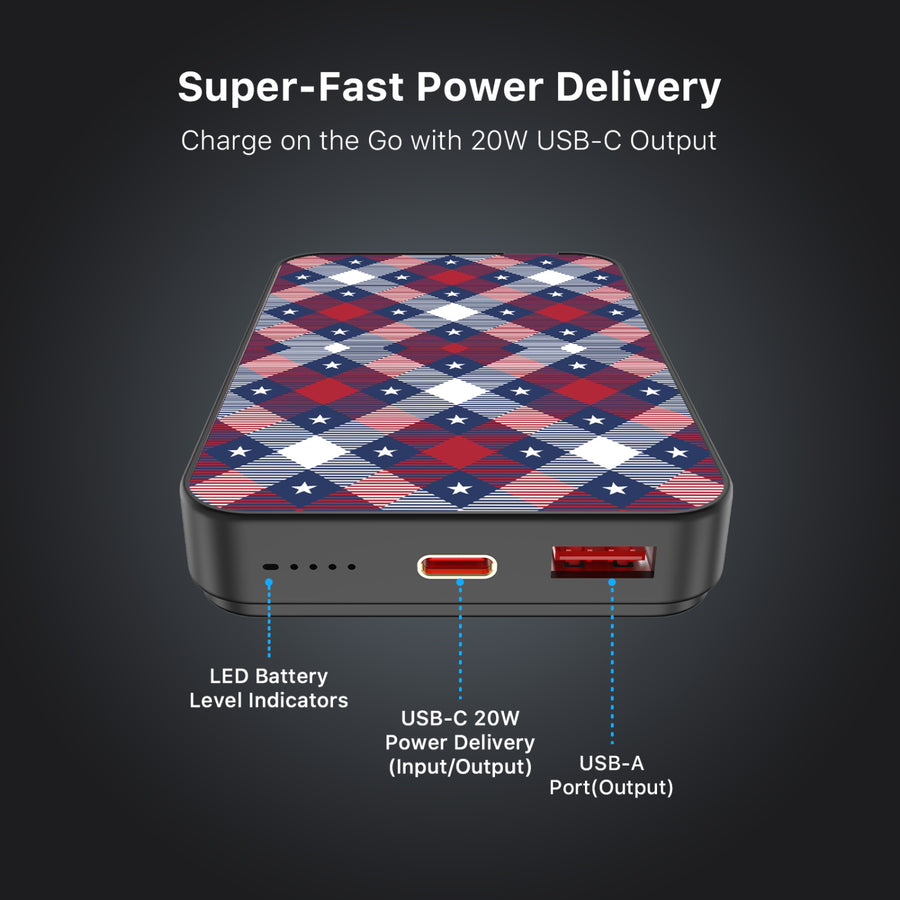MyBat Design Lab 10000mAh Magnetic Wireless Power Bank - Black – Americana Plaid - MPBBAT141-BK-523-6.JPG
