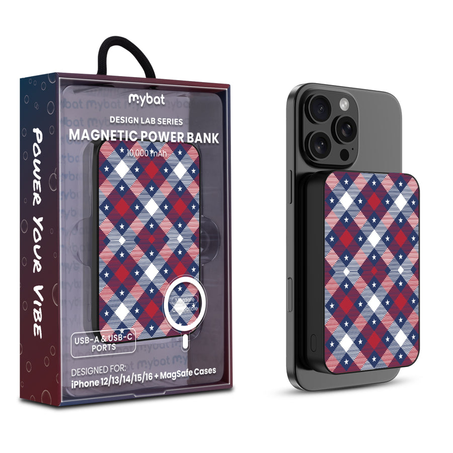 MyBat Design Lab 10000mAh Magnetic Wireless Power Bank - Black – Americana Plaid - MPBBAT141-BK-523.JPG