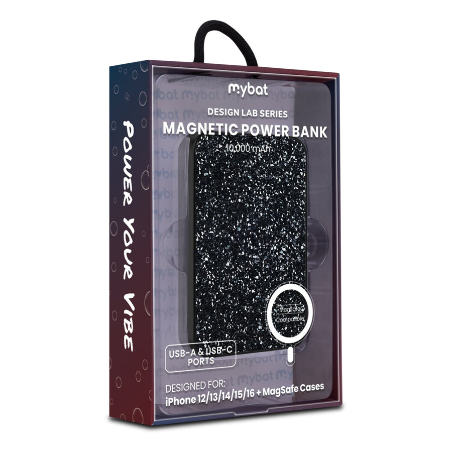MyBat Design Lab 10000mAh Magnetic Wireless Power Bank – Black / Black Rhinestone