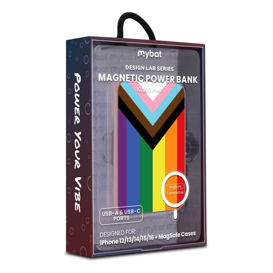 MyBat Design Lab 10000mAh Magnetic Wireless Power Bank - Pink - LGBTQ+ Flag