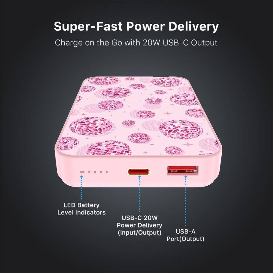 MyBat Design Lab 10000mAh Magnetic Wireless Power Bank - Pink - Disco Balls - MPBBAT143-PK-109-7.jpg