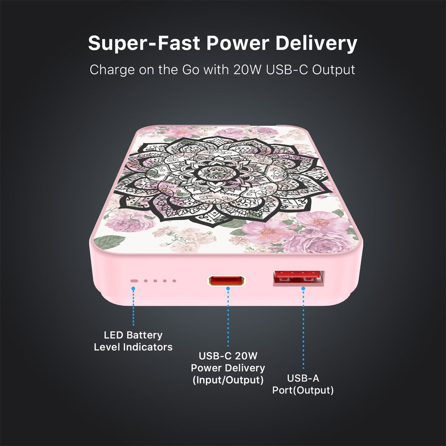 MyBat Design Lab 10000mAh Magnetic Wireless Power Bank - Pink - Mandala - MPBBAT143-PK-113-7.jpg