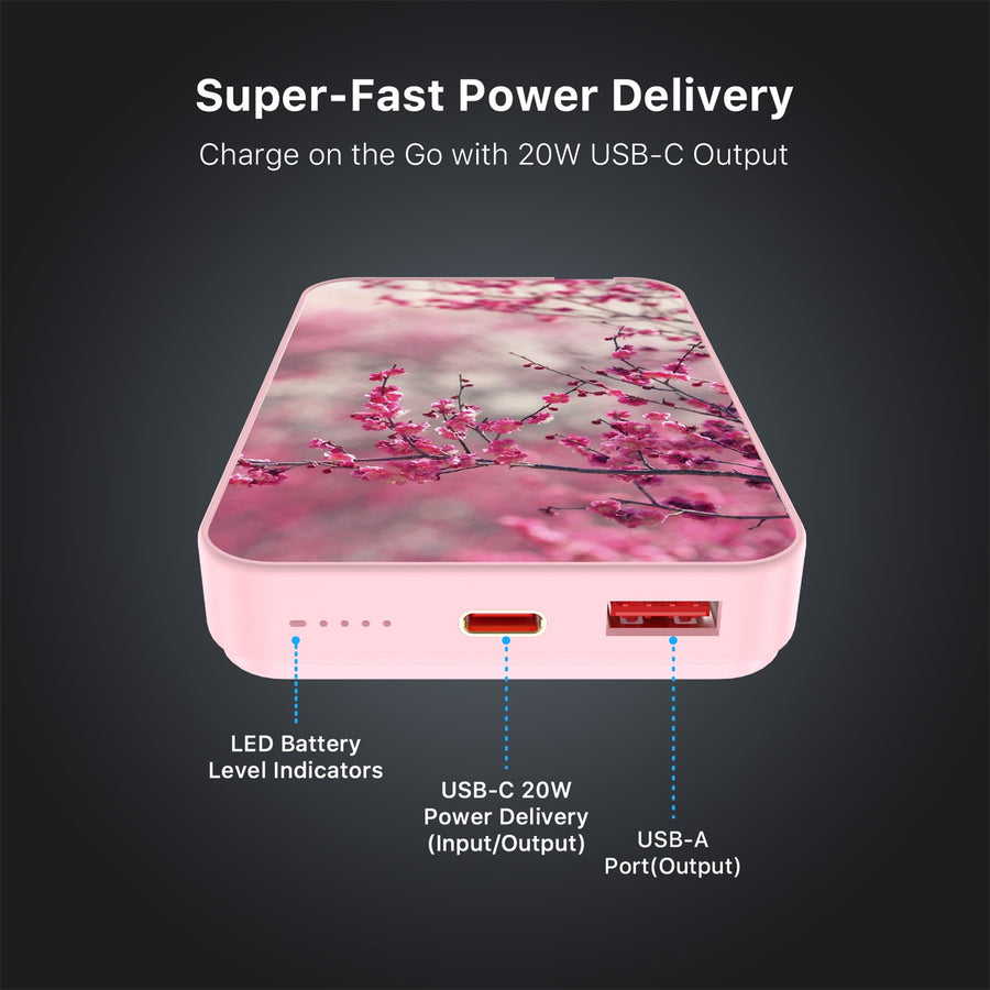 MyBat Design Lab 10000mAh Magnetic Wireless Power Bank - Pink - Sakura Blooms - MPBBAT143-PK-132-7.jpg