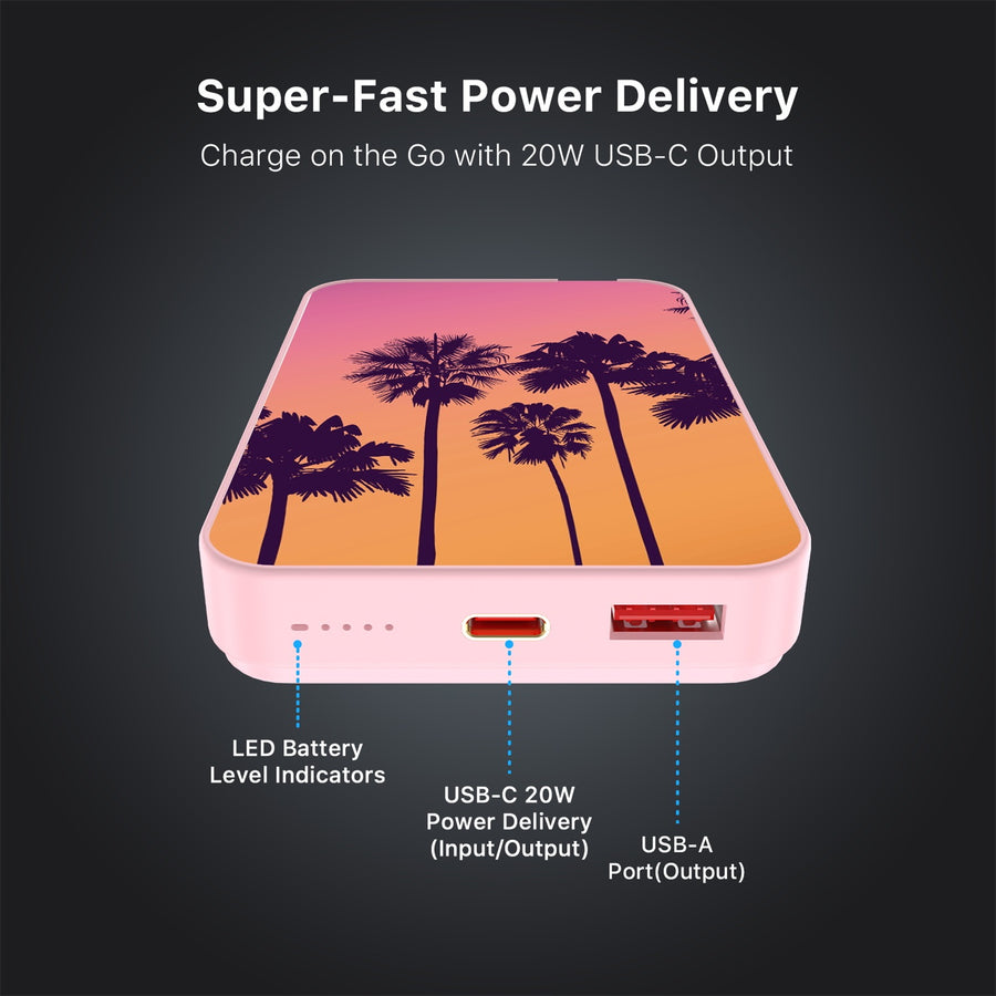 MyBat Design Lab 10000mAh Magnetic Wireless Power Bank - Pink - Palm Tree Sunset - MPBBAT143-PK-136-7.jpg