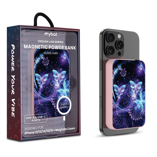MyBat Design Lab 10000mAh Magnetic Wireless Power Bank - Pink - Butterfly Magic - MPBBAT143-PK-164-1.jpg