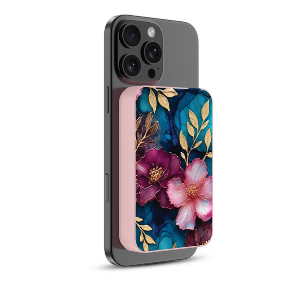 MyBat Design Lab 10000mAh Magnetic Wireless Power Bank - Pink - Gilded Petals - MPBBAT143-PK-188-2.jpg