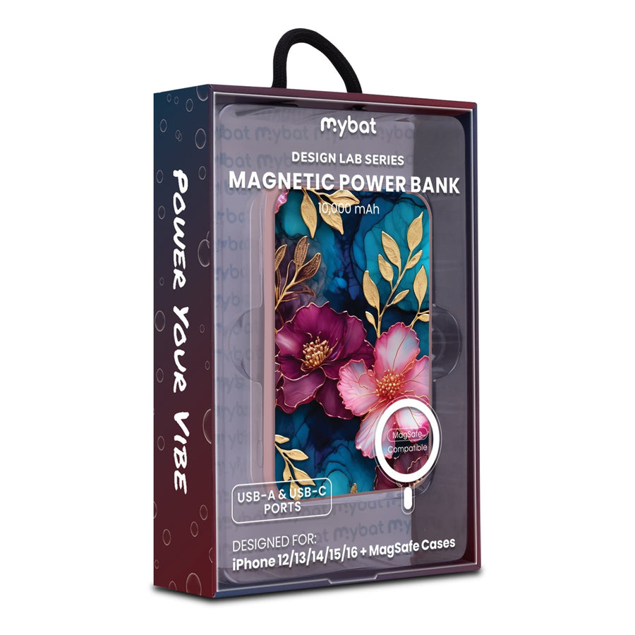 MyBat Design Lab 10000mAh Magnetic Wireless Power Bank - Pink - Gilded Petals - MPBBAT143-PK-188-9.jpg