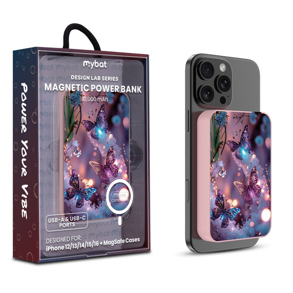 MyBat Design Lab 10000mAh Magnetic Wireless Power Bank - Pink - Magical Butterflies - MPBBAT143-PK-349-1.jpg