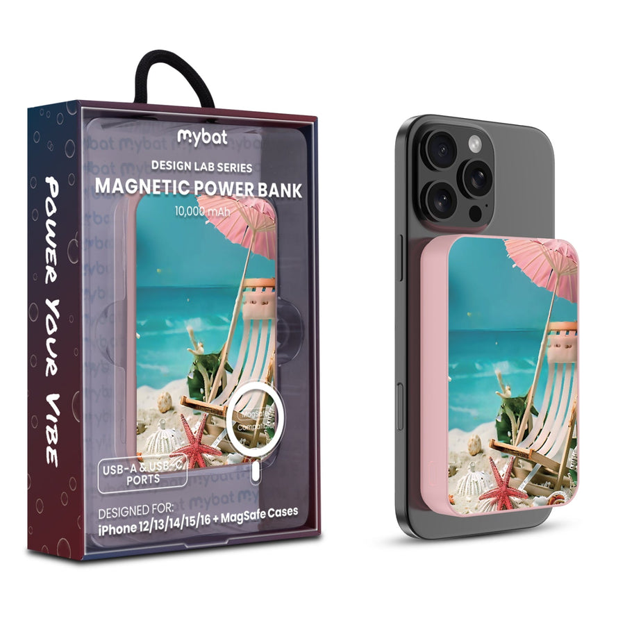 MyBat Design Lab 10000mAh Magnetic Wireless Power Bank - Pink - Sandy Shore