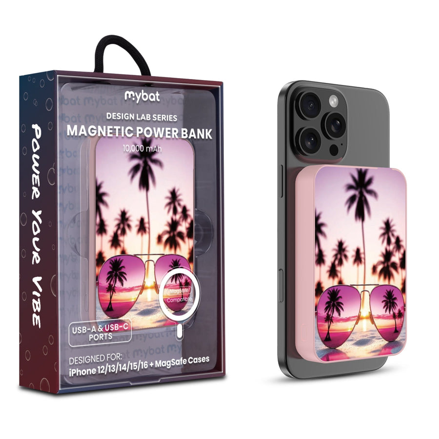 MyBat Design Lab 10000mAh Magnetic Wireless Power Bank - Pink - California Sunset