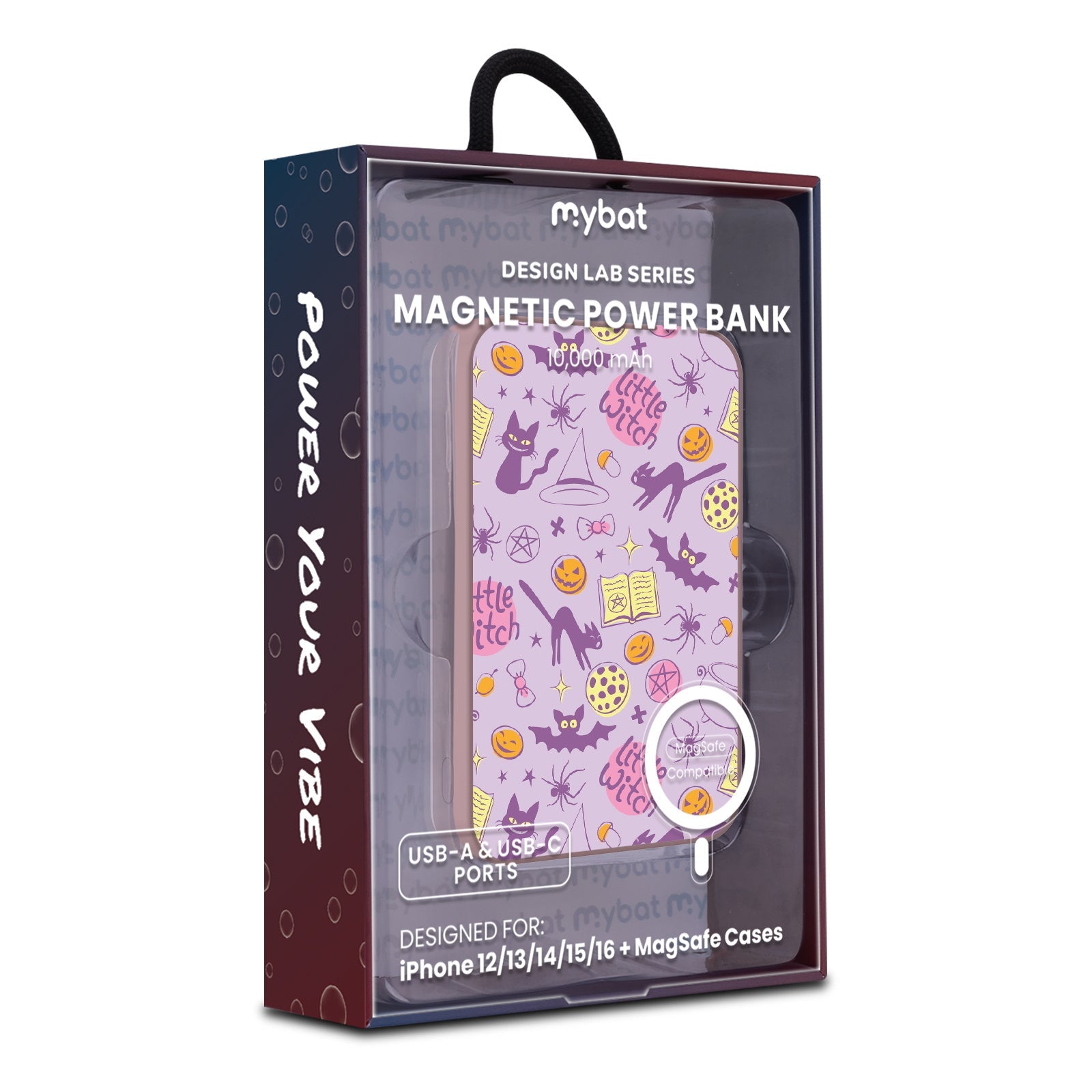 MyBat Design Lab 10000mAh Magnetic Wireless Power Bank - Pink - Little Witch