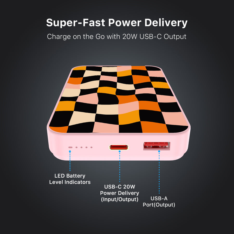 MyBat Design Lab 10000mAh Magnetic Wireless Power Bank - Pink - Groovy Check - MPBBAT143-PK-448-7.jpg