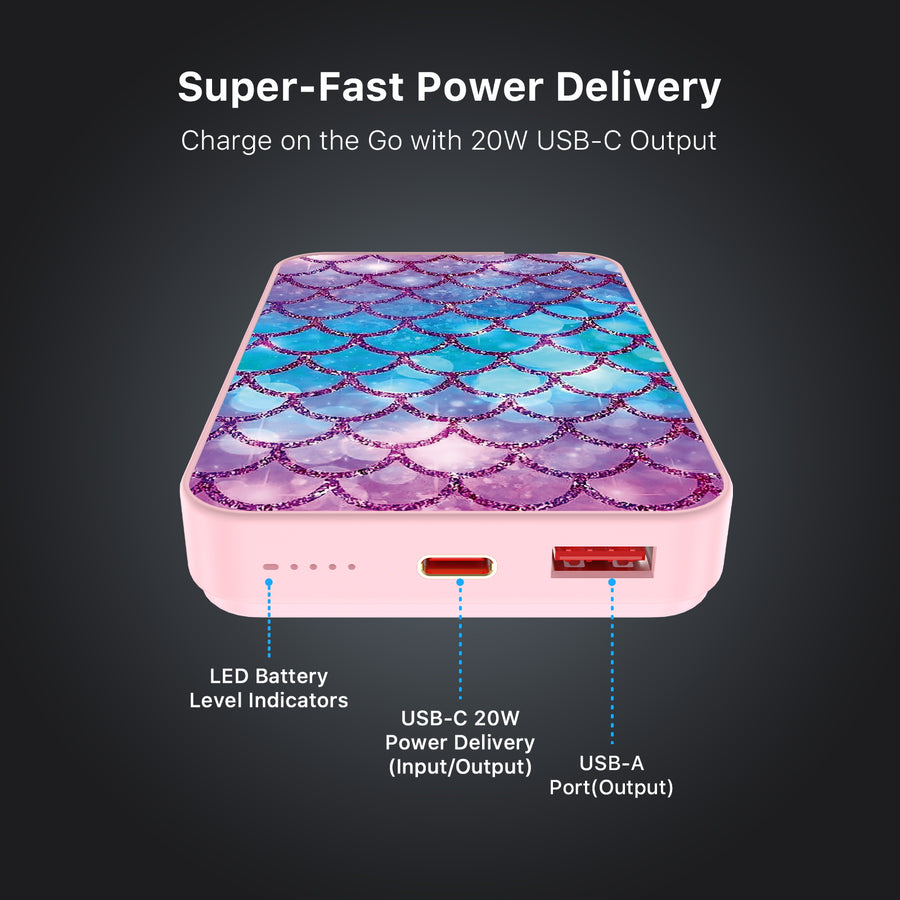 MyBat Design Lab 10000mAh Magnetic Wireless Power Bank - Pink - Mermaid Scales - MPBBAT143-PK-458-7.jpg