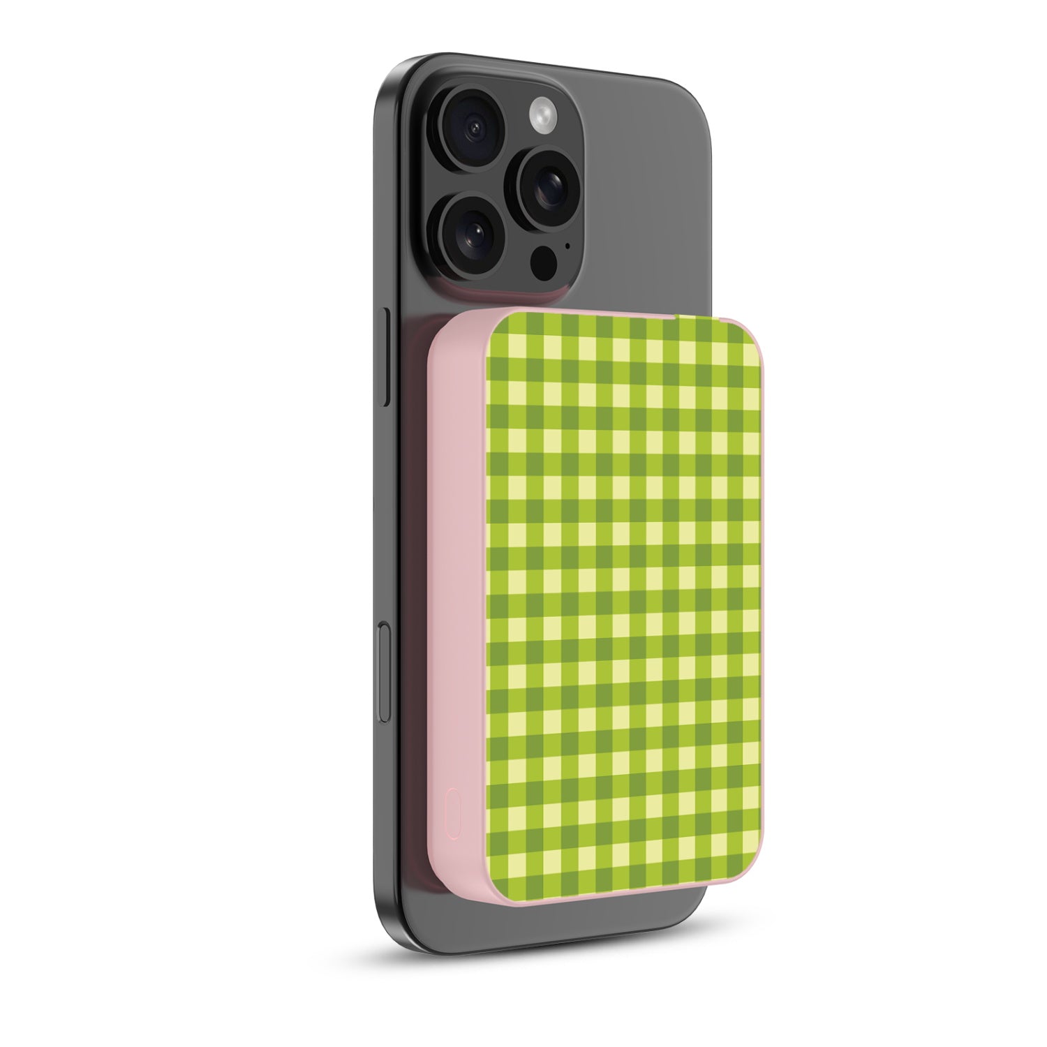 MyBat Design Lab 10000mAh Magnetic Wireless Power Bank - Pink - Green Gingham - MPBBAT143-PK-476-2.jpg