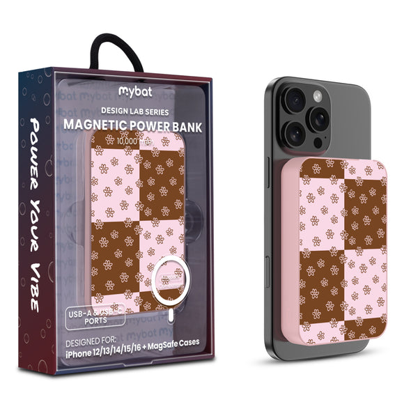 MyBat Design Lab 10000mAh Magnetic Wireless Power Bank - Pink - Flower Patches - MPBBAT143-PK-484-1.jpg