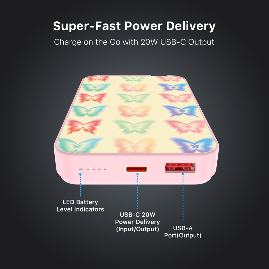 MyBat Design Lab 10000mAh Magnetic Wireless Power Bank - Pink - Technicolor Butterflies - MPBBAT143-PK-487-7.jpg