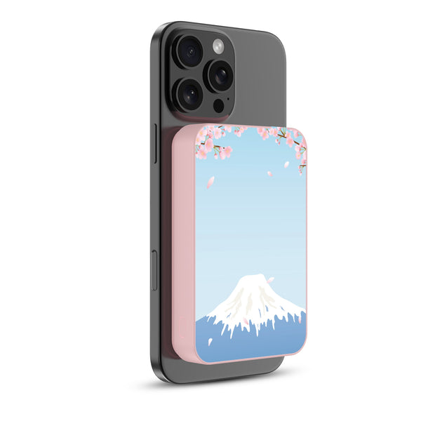 MyBat Design Lab 10000mAh Magnetic Wireless Power Bank - Pink - Fuji Blossoms - MPBBAT143-PK-492-2.jpg