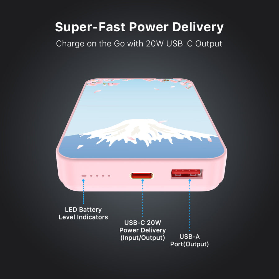 MyBat Design Lab 10000mAh Magnetic Wireless Power Bank - Pink - Fuji Blossoms - MPBBAT143-PK-492-7.jpg
