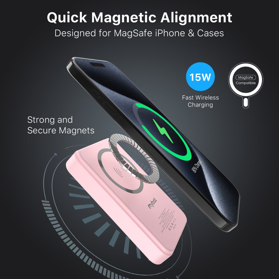 MyBat Design Lab 10000mAh Magnetic Wireless Power Bank - Pink – Sunset Hibiscus - MPBBAT143-PK-531-4.JPG