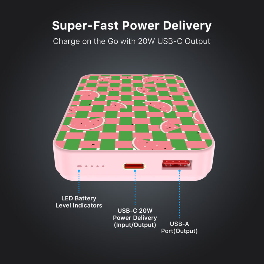MyBat Design Lab 10000mAh Magnetic Wireless Power Bank - Pink – Watermelon Patch - MPBBAT143-PK-533-6.JPG