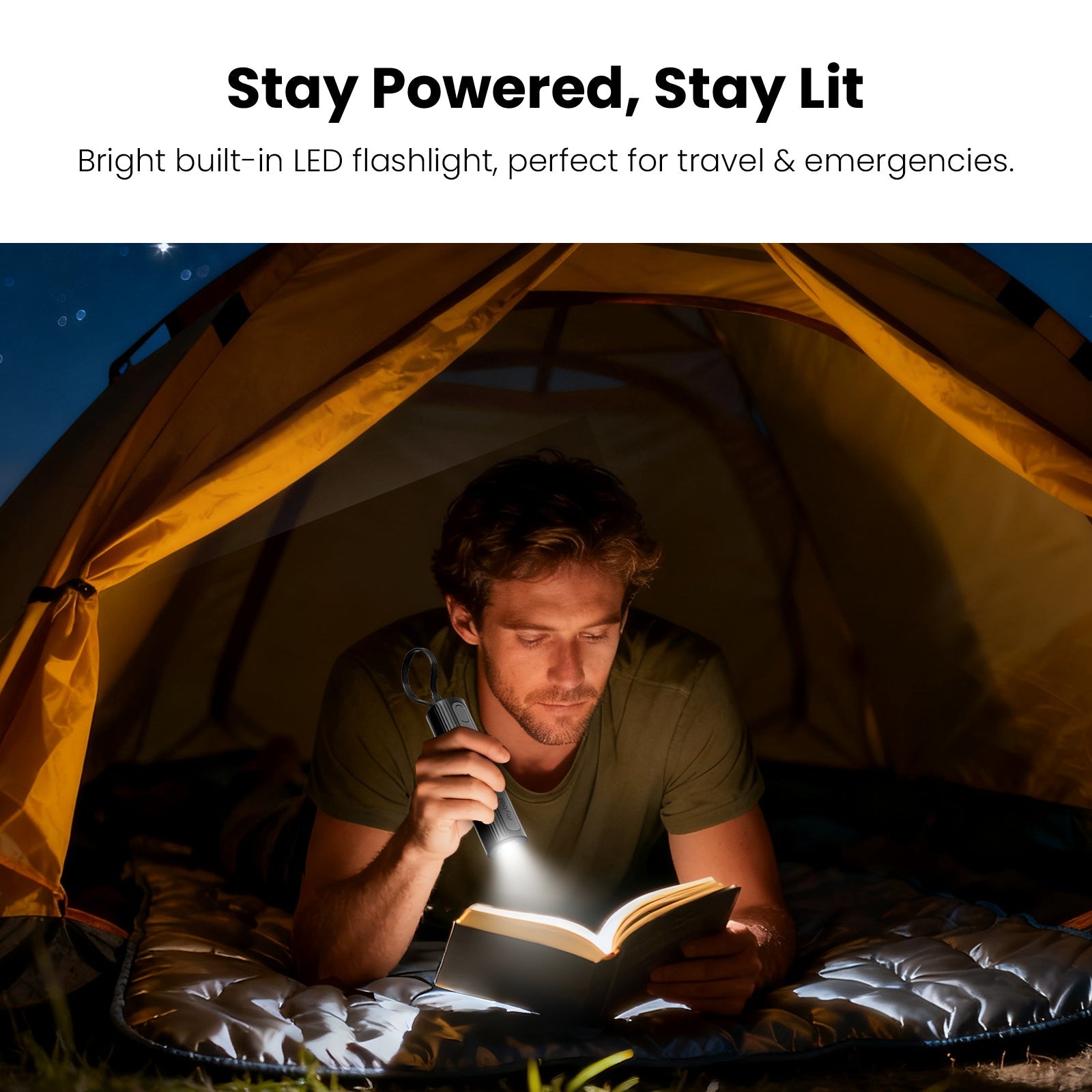 MyBat LightSpeed 5000 mAh Power Bank + Flashlight - Black