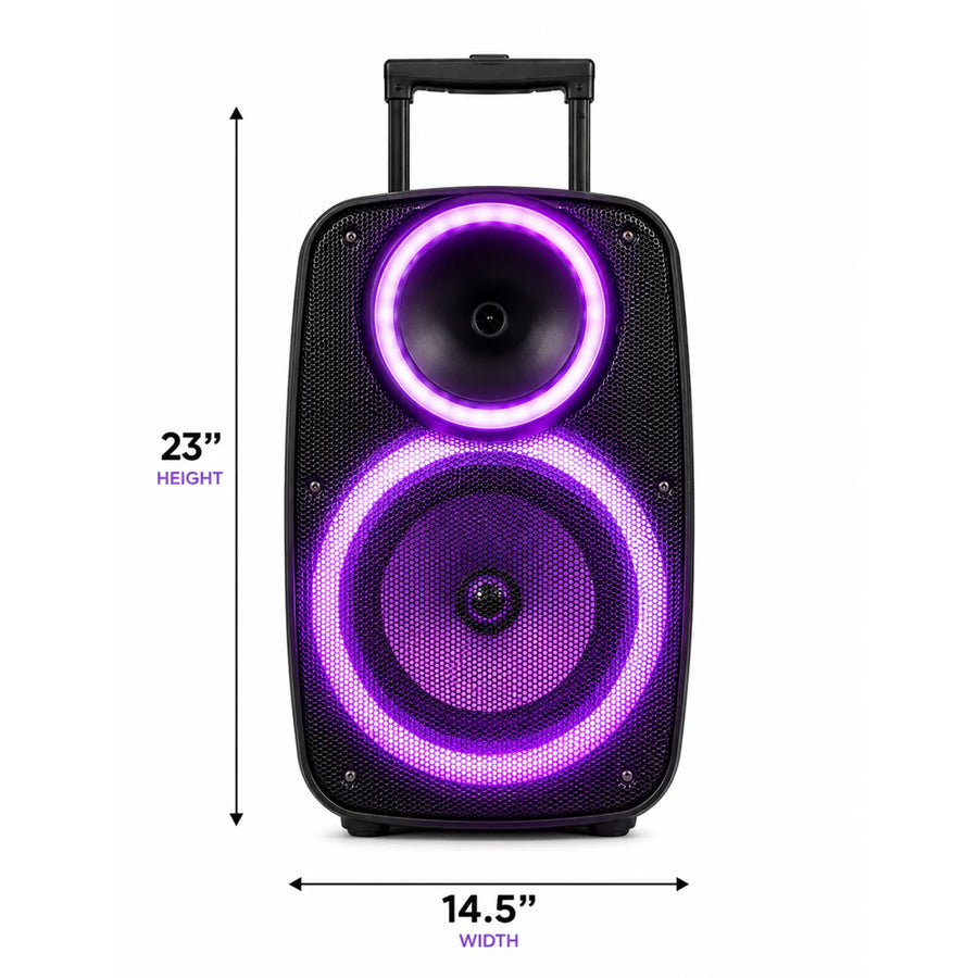 Maxpower 15” Portable Karaoke Trolley Speaker System Heavy Bass With Adjustable DJ Tripod Stand & Wired Microphone - Black - MPD1238-3.JPG