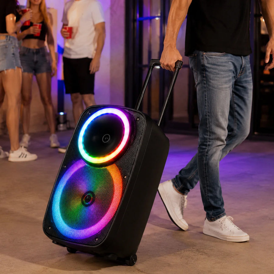 Maxpower 15” Portable Karaoke Trolley Speaker System Heavy Bass With Adjustable DJ Tripod Stand & Wired Microphone - Black - MPD1238-7.JPG