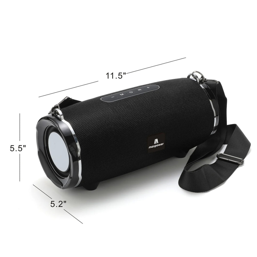 MaxPower ENCORE Heavy Duty Outdoor Portable Water resistance & dust proof Bluetooth speaker with shoulder strap & crisp clear sound - Black - MPD187-BK-4.JPG