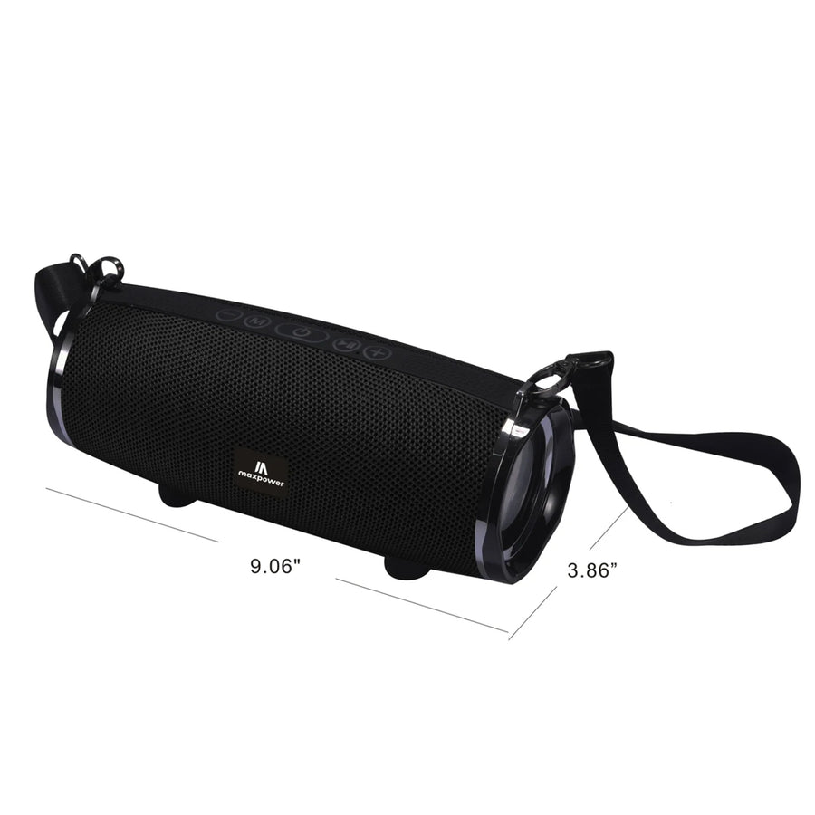 MaxPower Cyclone Portable Splash proof & dust proof Bluetooth speaker with shoulder strap - Black - MPD189-BK-4.JPG