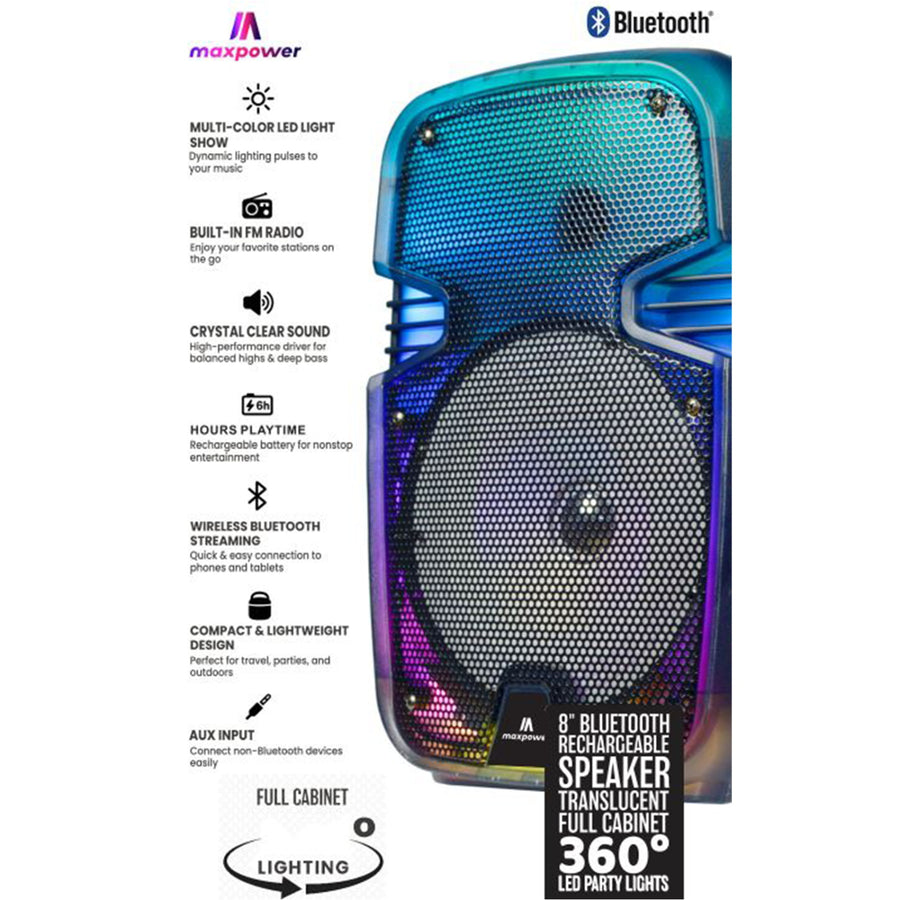Maxpower 8" Full-Body Translucent Led Light Show Karaoke Bluetooth Speaker With Mic - Black - MPD492-BK-4.JPG