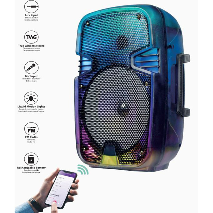 Maxpower 8" Full-Body Translucent Led Light Show Karaoke Bluetooth Speaker With Mic - Black - MPD492-BK-5.JPG