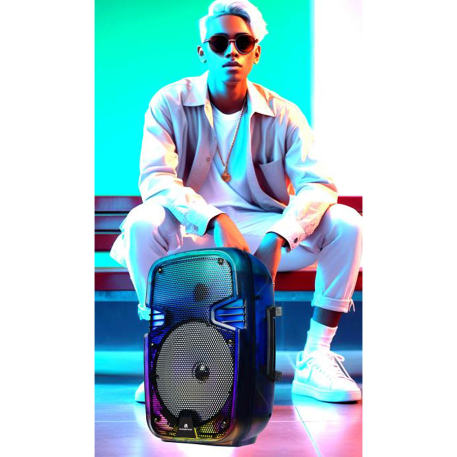 Maxpower 8" Full-Body Translucent Led Light Show Karaoke Bluetooth Speaker With Mic - Black - MPD492-BK-6.JPG