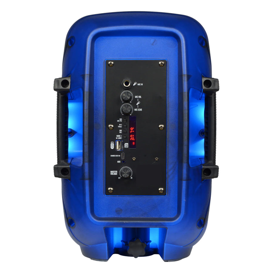Maxpower 8" Full-Body Translucent Led Light Show Karaoke Bluetooth Speaker With Mic - Blue - MPD492-BL-3.JPG