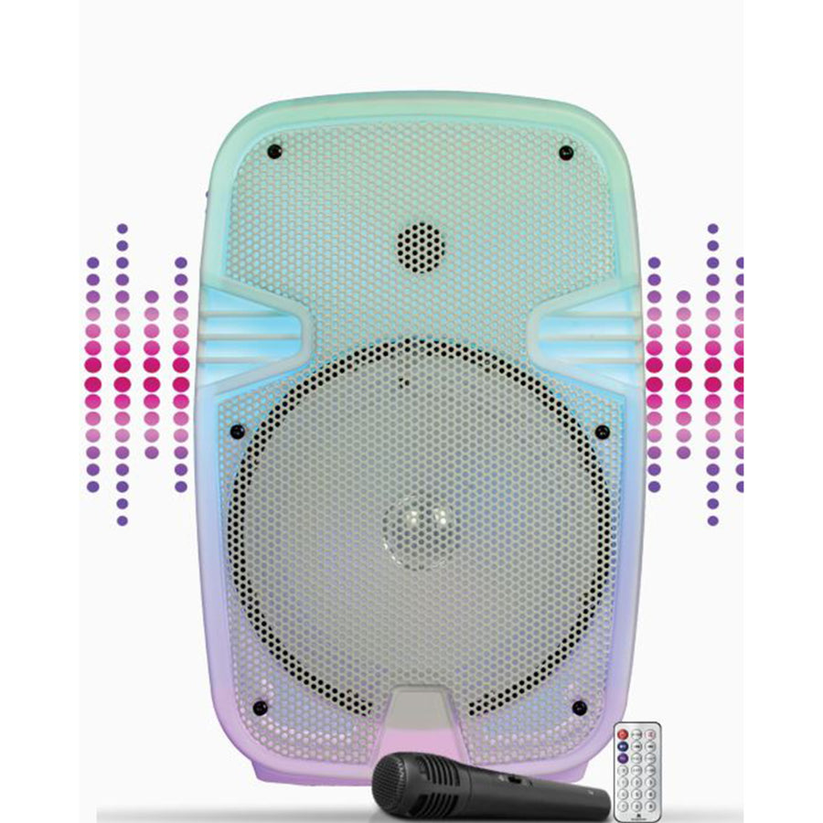 Maxpower 8" Full-Body Translucent Led Light Show Karaoke Bluetooth Speaker With Mic - White - MPD492-WH-2.JPG
