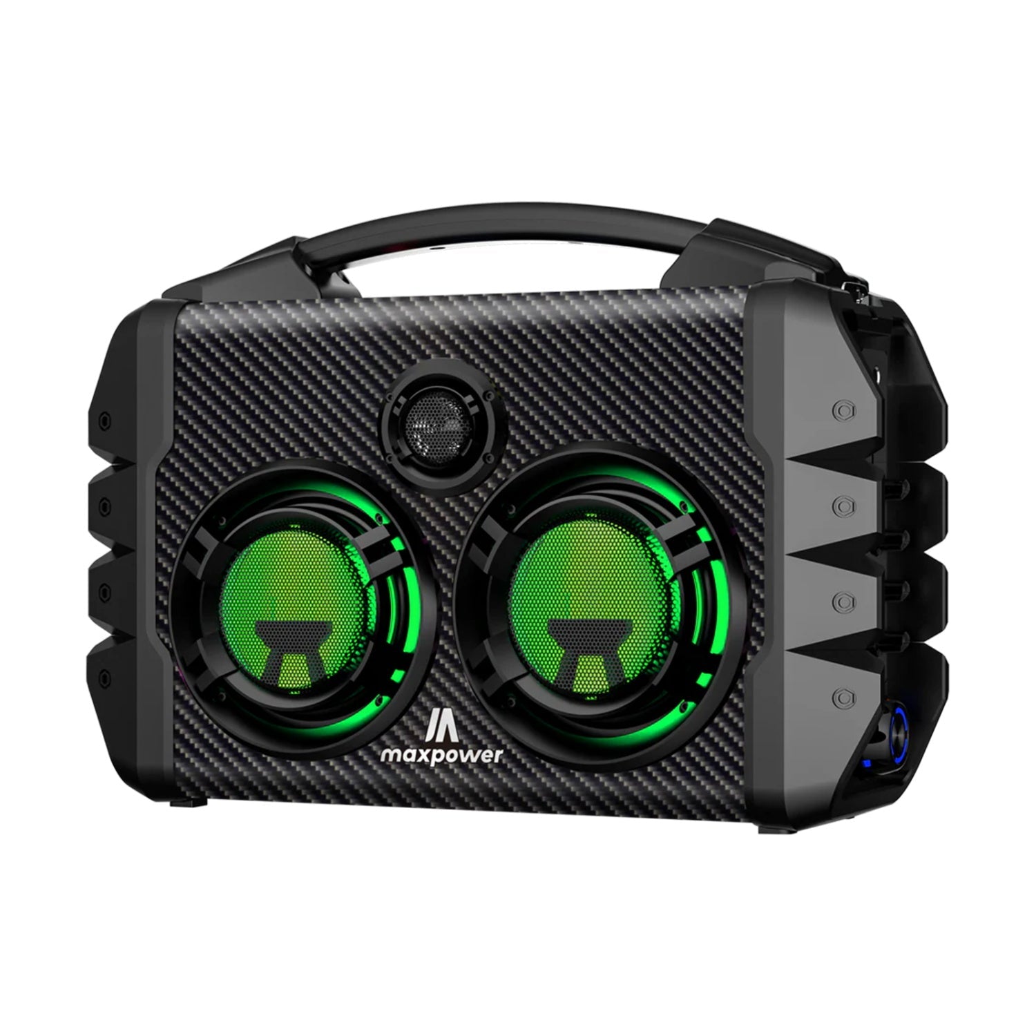MaxPower Partybox Portable Bluetooth Karaoke Speaker 5” X 2 Woofer With 2.5” Tweeter, Mic & Shoulder Strap - Heavy Duty - Grey