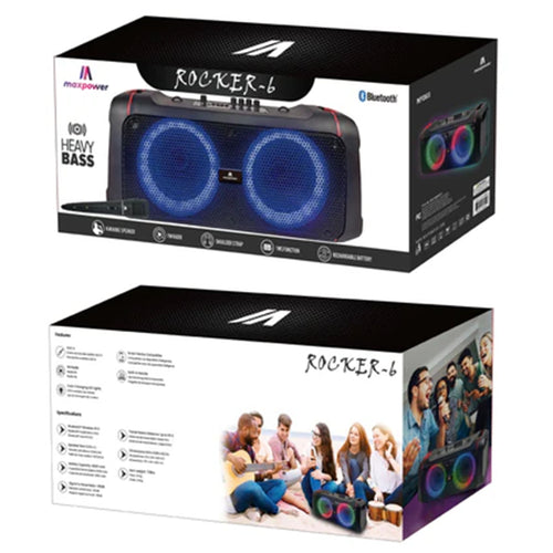 MaxPower Rocker 6 - 6.5" X 2 Woofers Karaoke Speaker With Different Led Light Modes, Mic & Heavy Bass - Black - MPD611-ROCKER-8.jpg