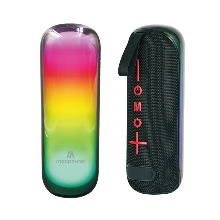 MaxPower Beat Glow Portable Bluetooth Speaker with Water Resistance, Different LED Lights,  and Dust Proof - Black