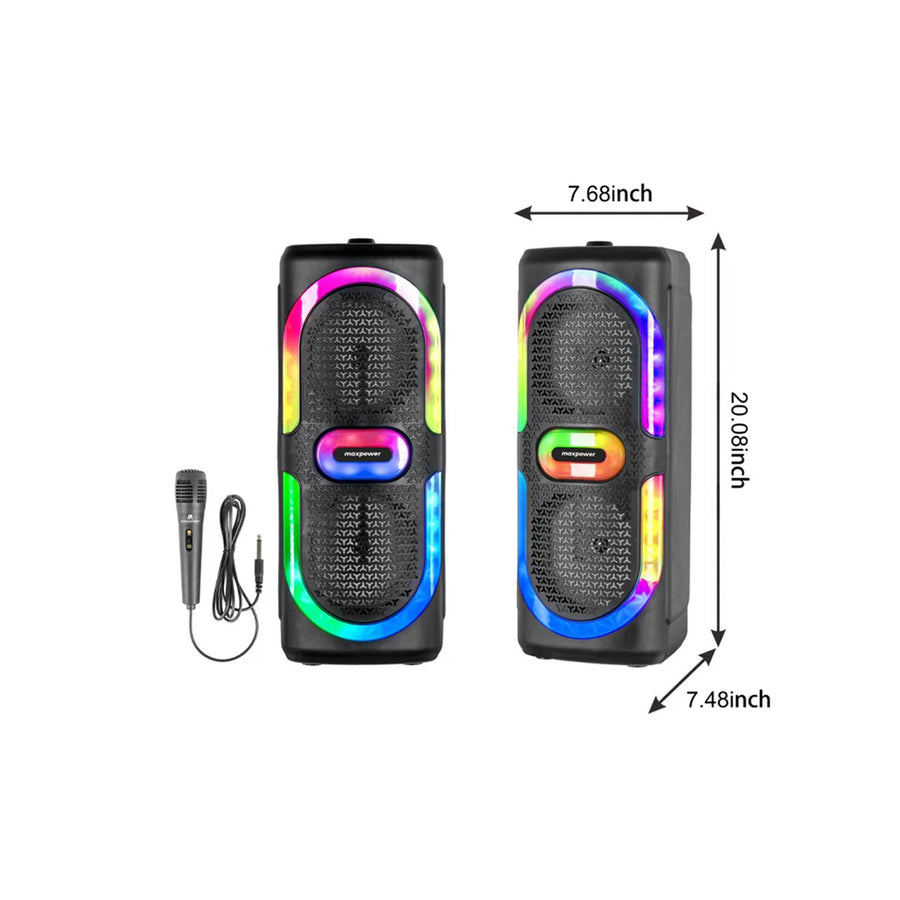 MaxPower MPD6D 6.5" Dual-Woofer Karaoke Speaker with LED Lights  + Mic - Black - MPD6D-3.jpg